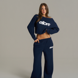 Boxy Adjustable Off-Shoulder Crewneck - New Navy