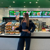 Cropped Oversized Zip Hoodie - Jet Midnight