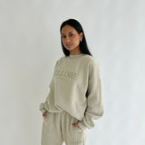 Stone Boxy Oversized Crew