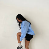 Sky Blue Boxy Oversized Crew