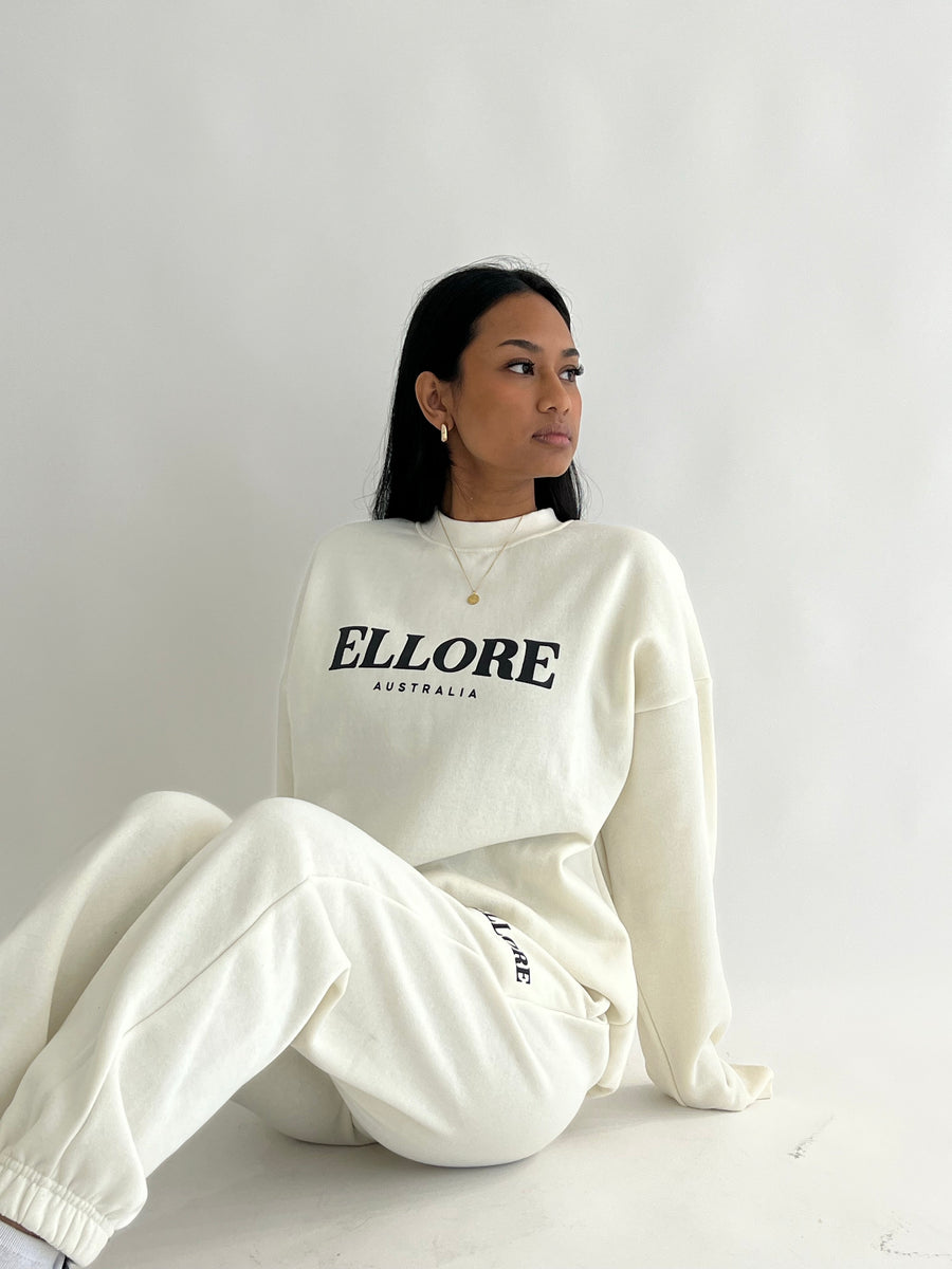 Cream Boxy Oversized Crew