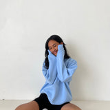 Sky Blue Boxy Oversized Crew