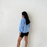 Sky Blue Boxy Oversized Crew