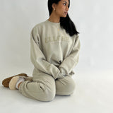 Stone Boxy Oversized Crew