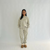 Stone Boxy Oversized Crew