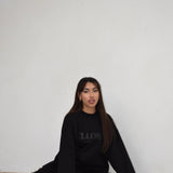 Black Boxy Oversized Crew