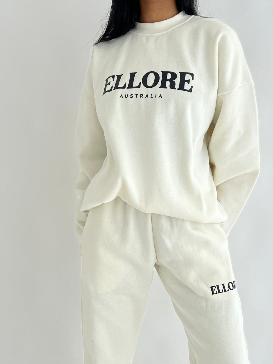 Cream Boxy Oversized Crew