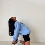 Sky Blue Boxy Oversized Crew