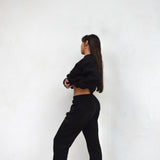 Black Boxy Oversized Crew