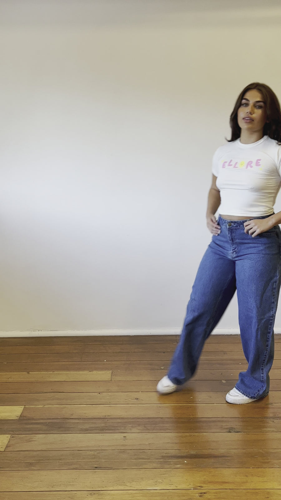 White w Pink Baby Tee