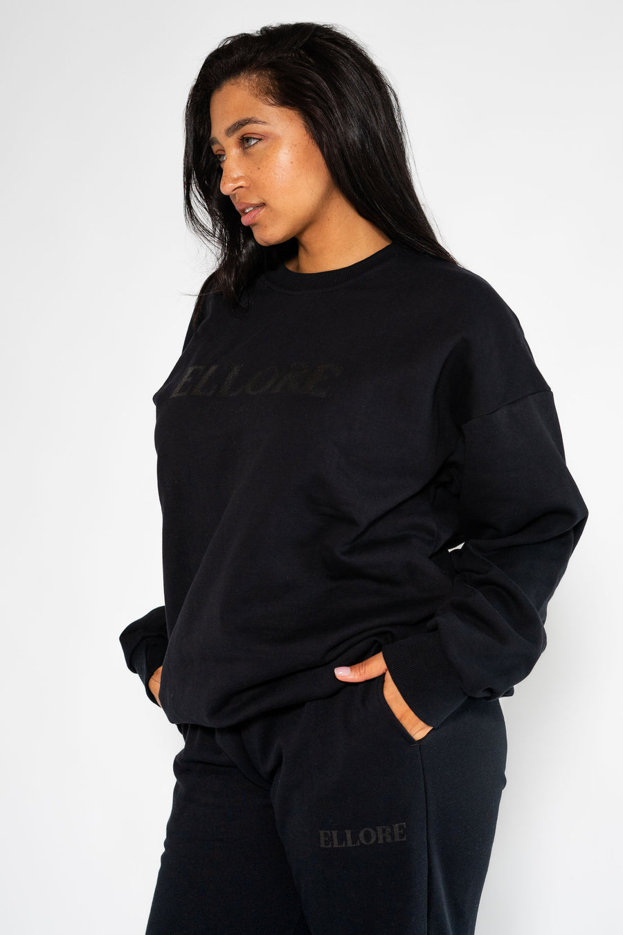 Black Boxy Oversized Crew