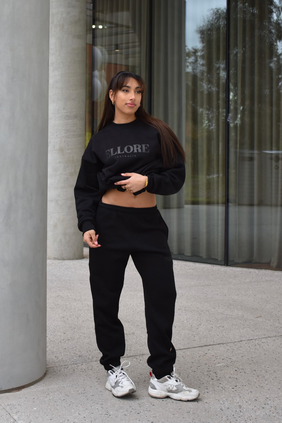 Black Boxy Oversized Crew