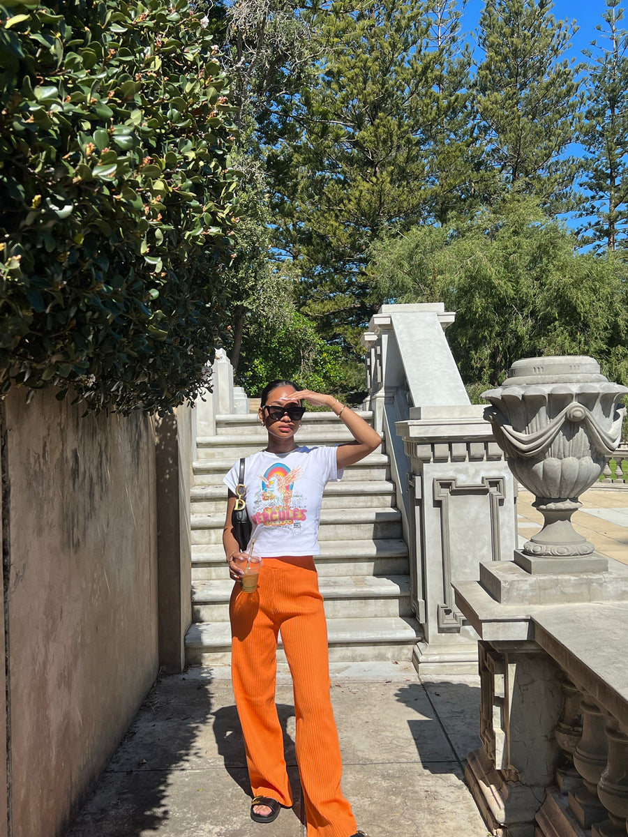 Orange Ribbed Pant