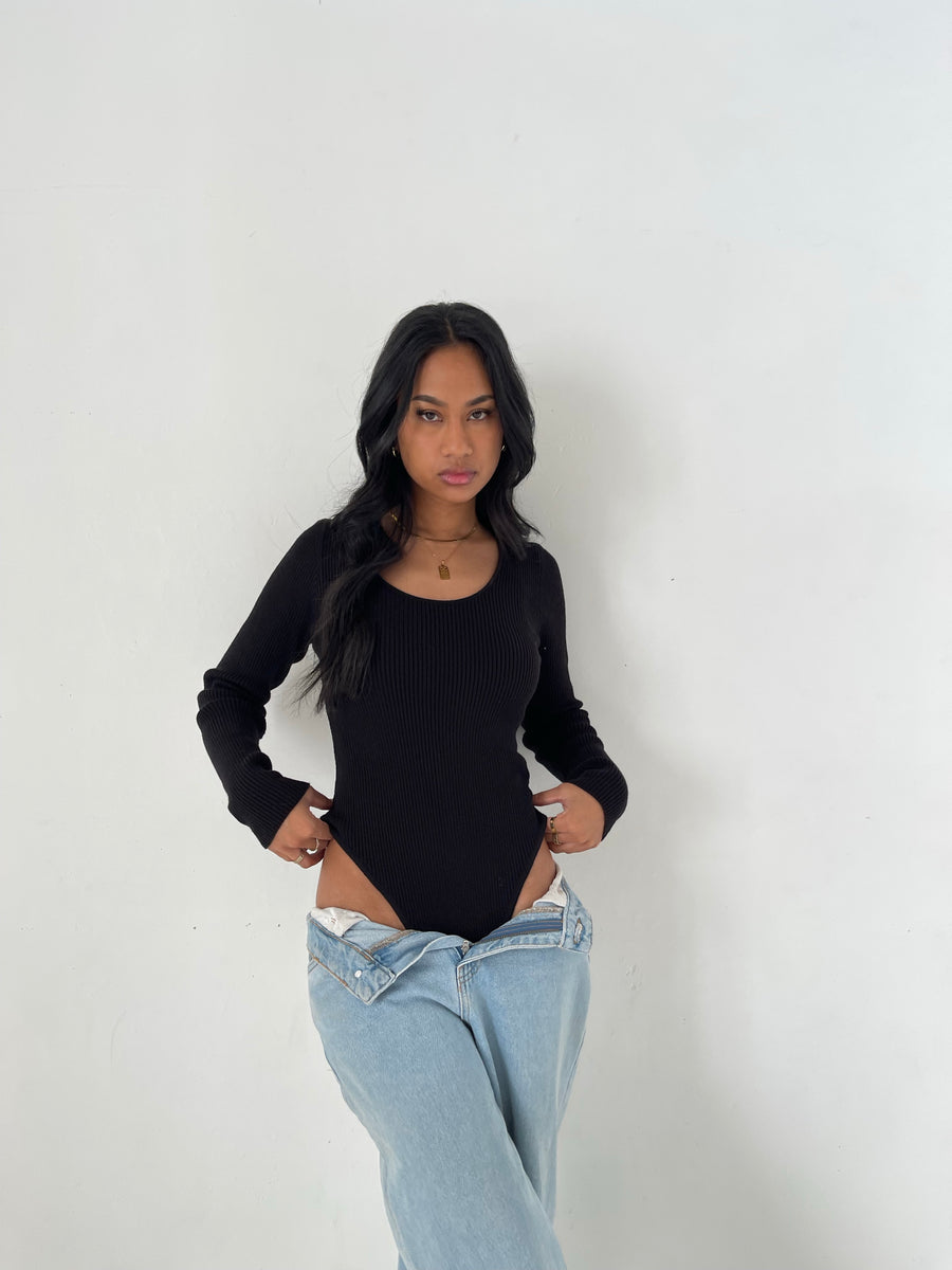 Black Rib Bodysuit