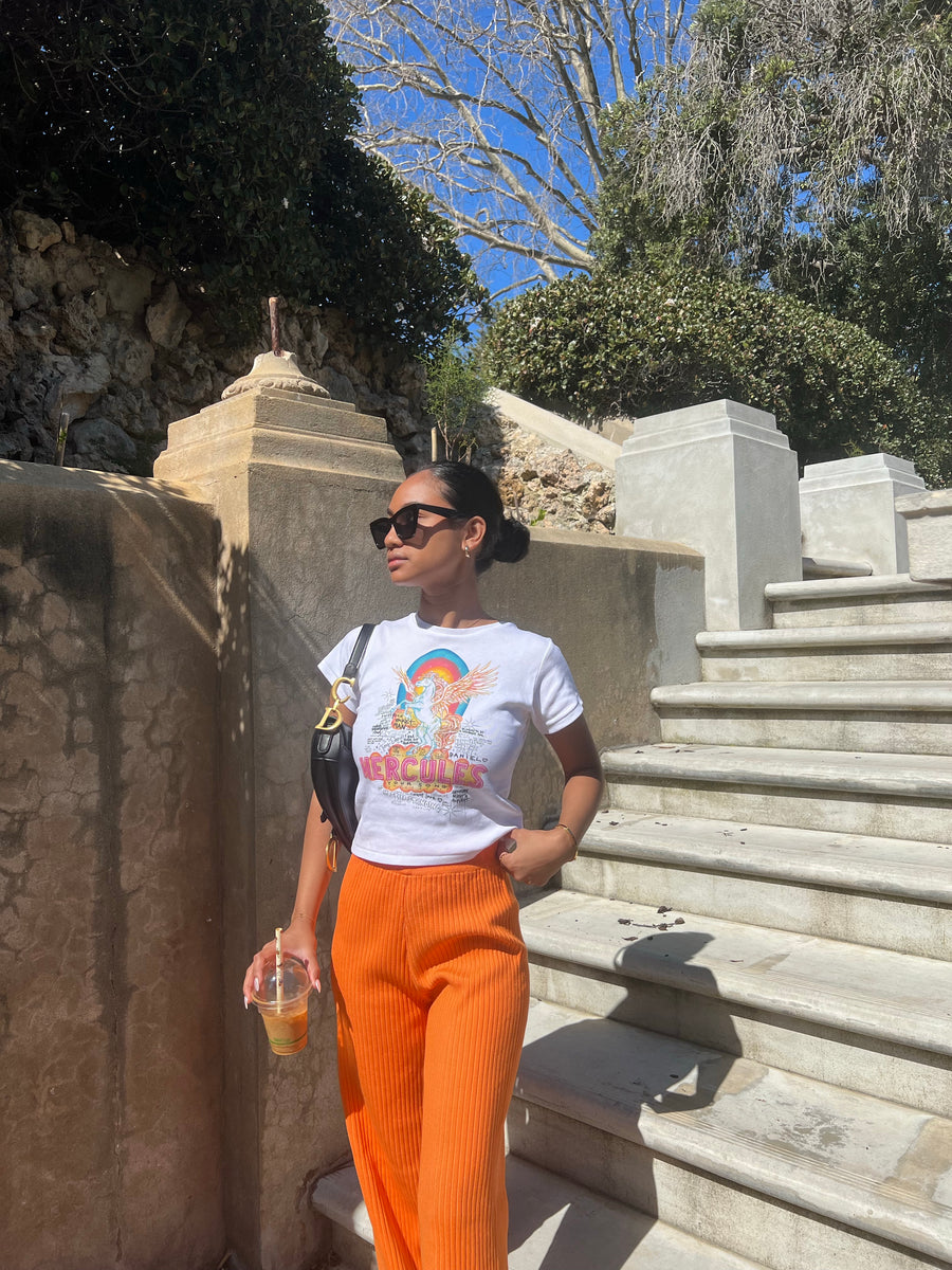 Orange Ribbed Pant