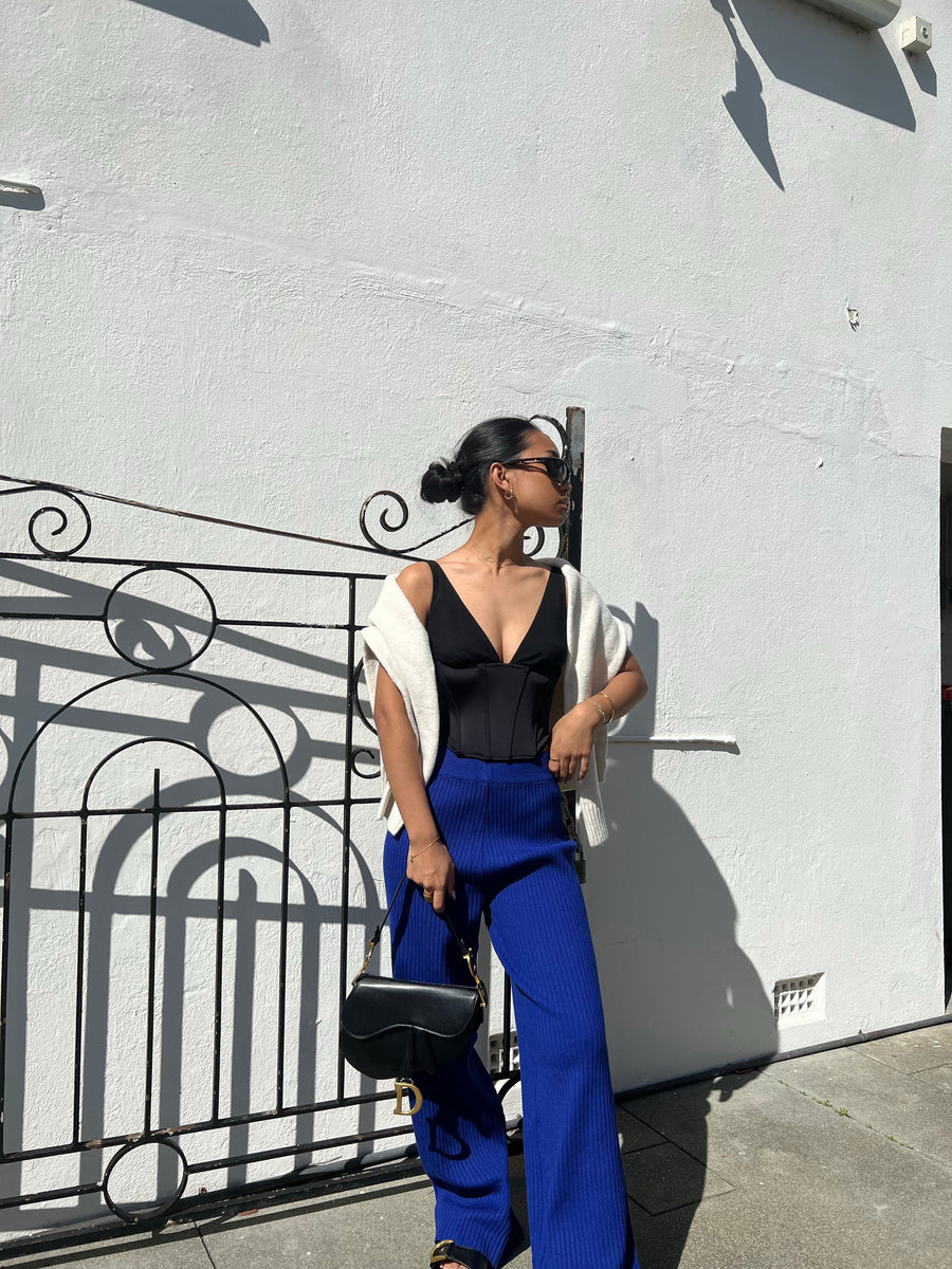 Blue Ribbed Pant